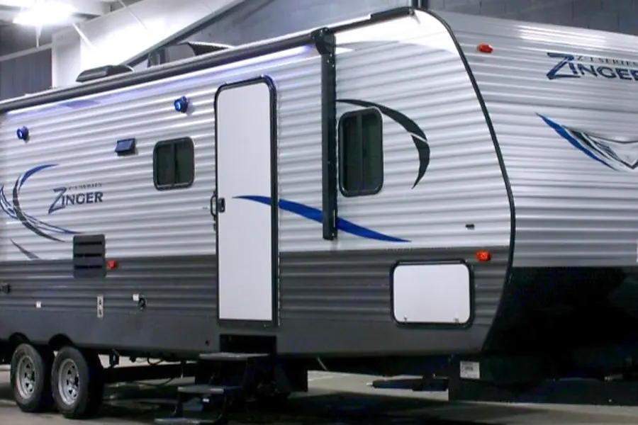 Crossroads Zinger 36ft travel trailer RV rental in Huntsville Alabama — exterior